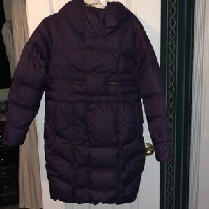 Under Armour XS Cold Gear dark purple long puffer coat